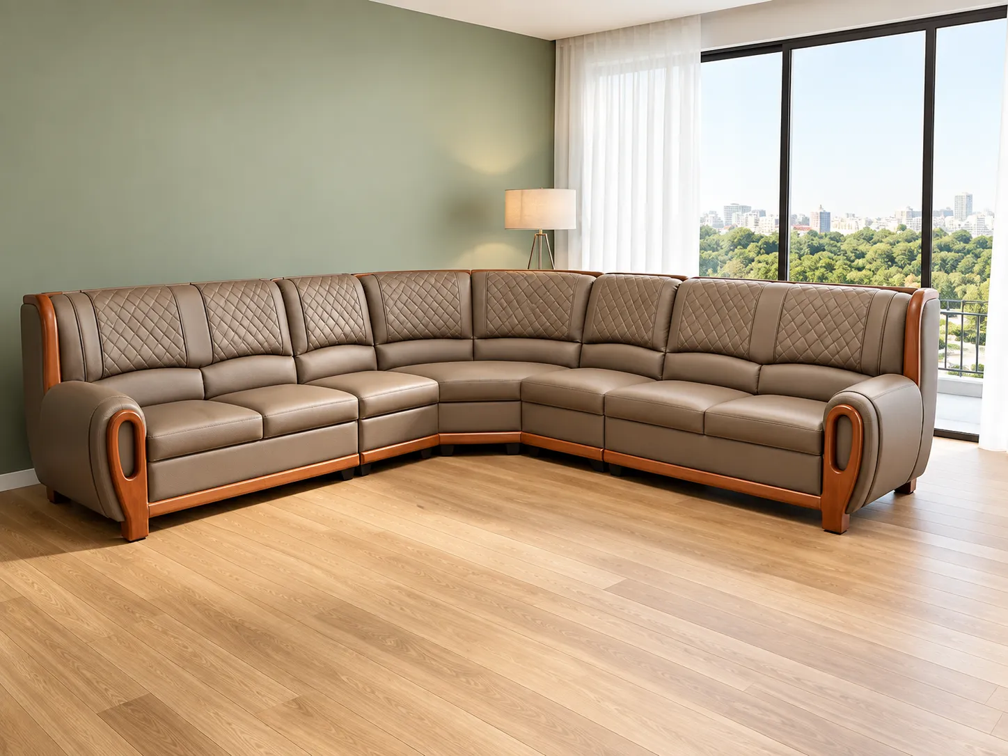 Premium Sofa 1 - Contemporary Living Room Curved Sectional Premium Sofa 1 contemporary curved sectional living room sofa with quilted backrest