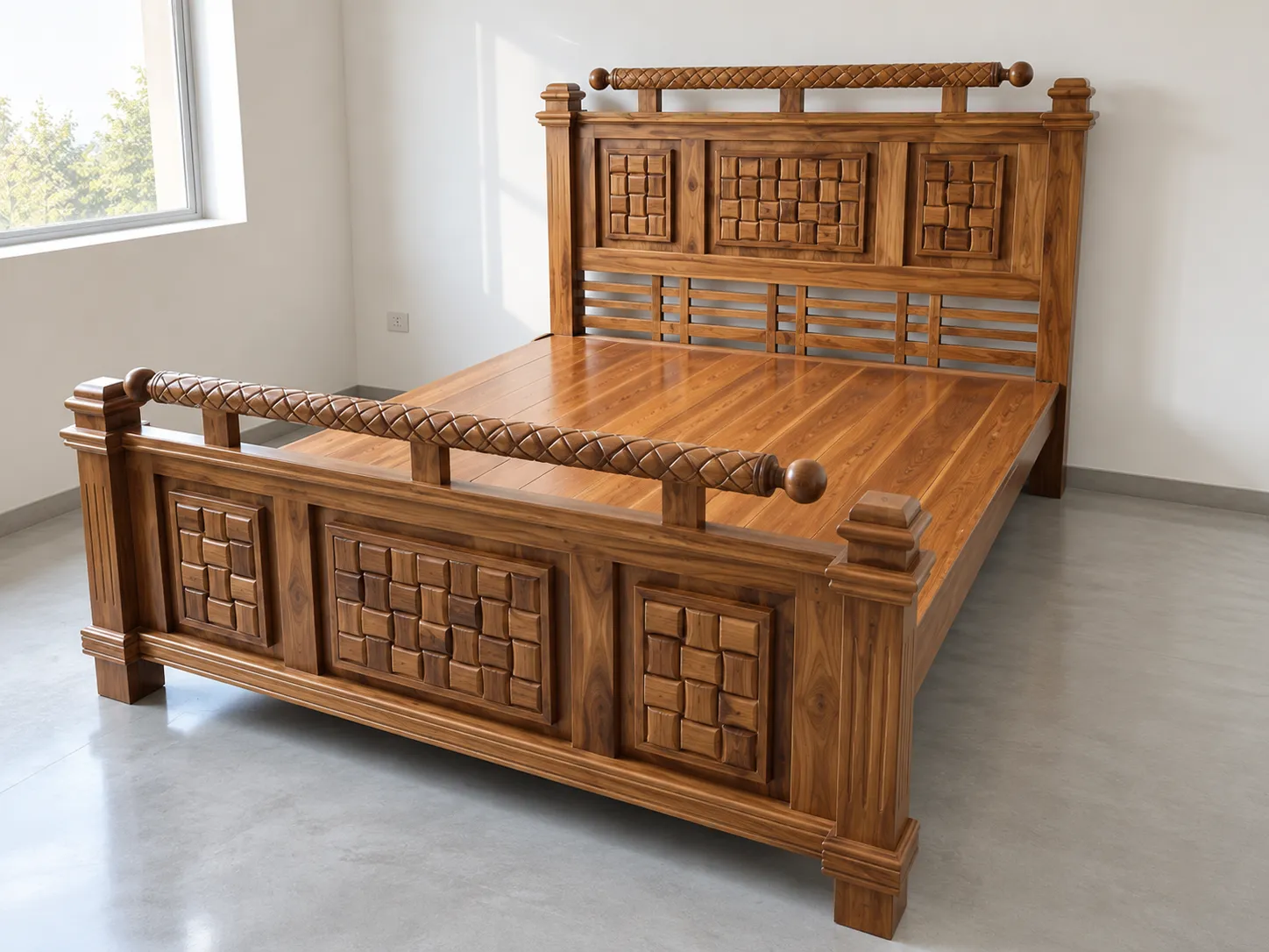 Kallingal Executive Box Bed 19 - Concealed Storage Teak Bed Kallingal premium executive box bed with concealed under-bed storage and flush finish