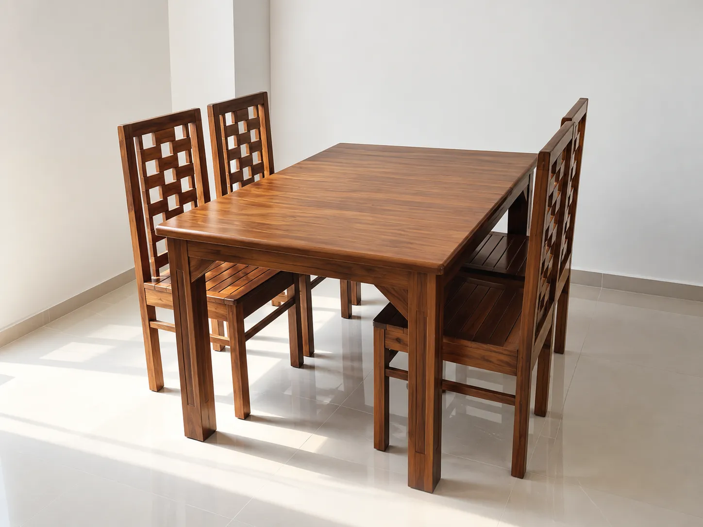 Kallingal Modern Urban 4-Seater Table 10 - Scandinavian Teak Dining Set Kallingal Scandinavian style solid teak wood 4-seater dining table with tapered legs