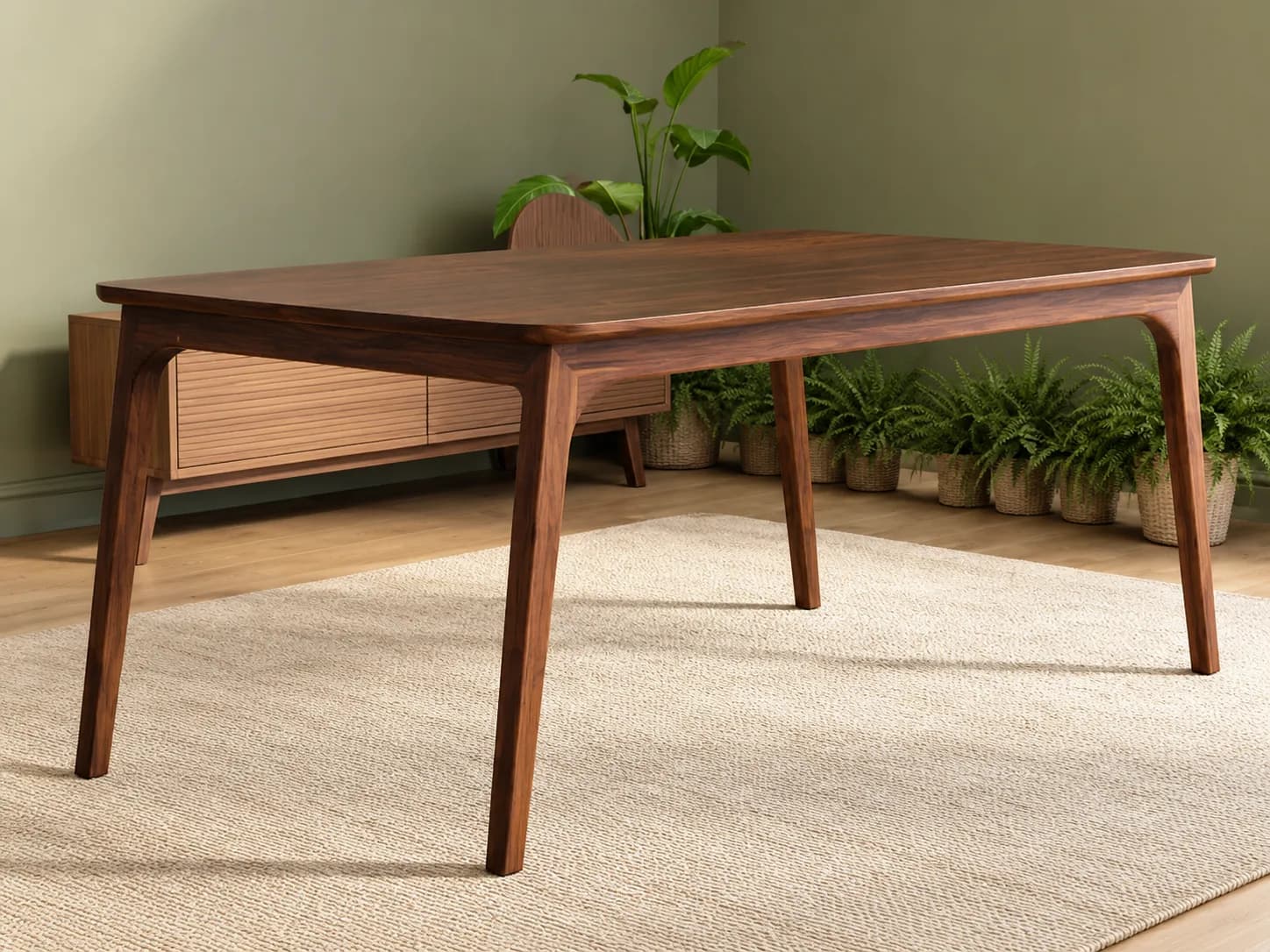 Kallingal Masterpiece Teak Dining Table 15 - Flagship Nilambur Teak Table Kallingal flagship solid Nilambur teak dining table showcasing unbroken natural grain patterns