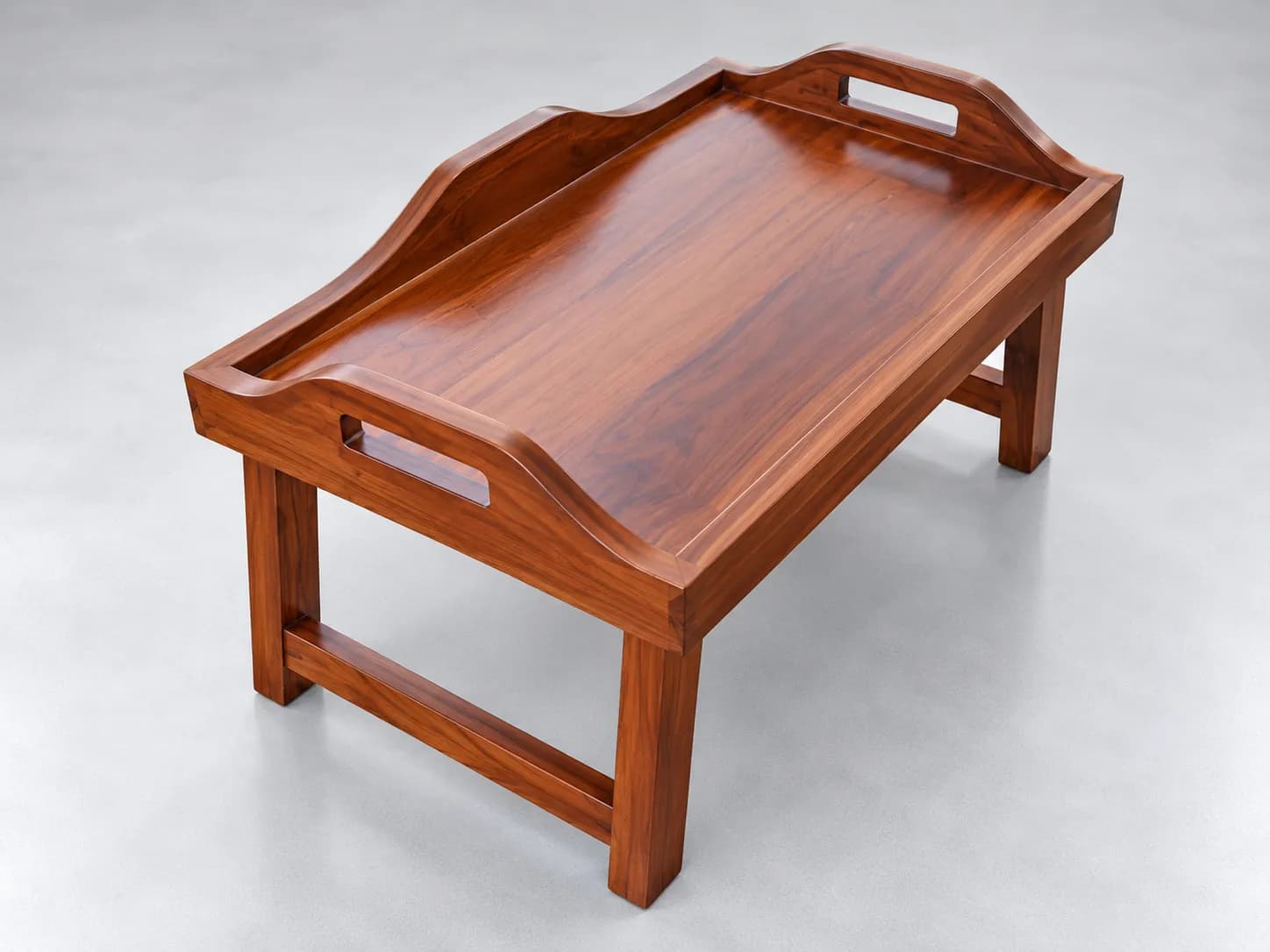 Kallingal Crystal Oval Glass Teapoy 10 - Oval Glass Teak Table Kallingal oval glass top center table with sculptural curved teak wood pedestal base