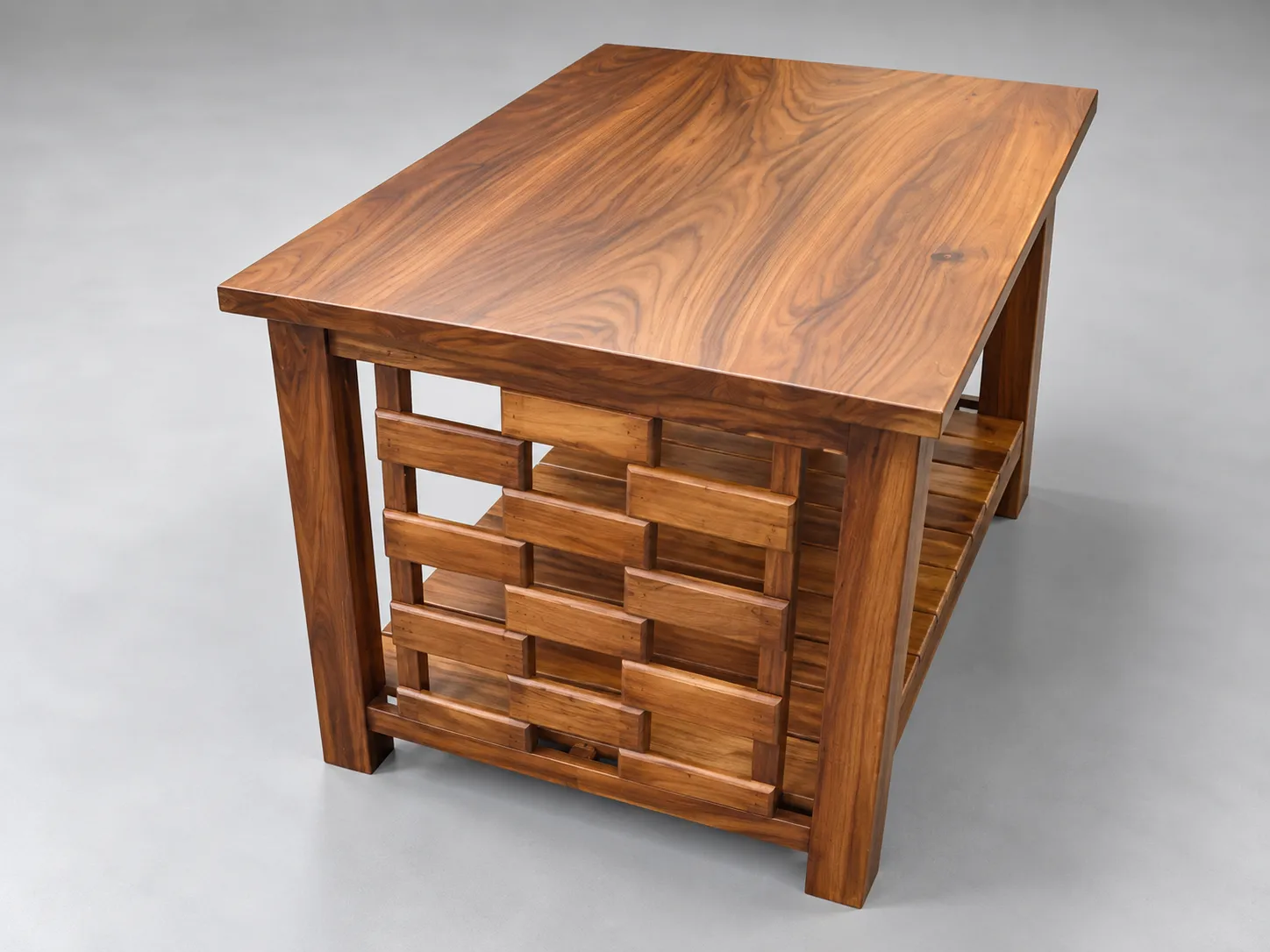 Kallingal Concealed Drawer Teapoy 11 - Push-to-Open Storage Teapoy Kallingal designer teak coffee table with seamlessly concealed push-to-open drawer