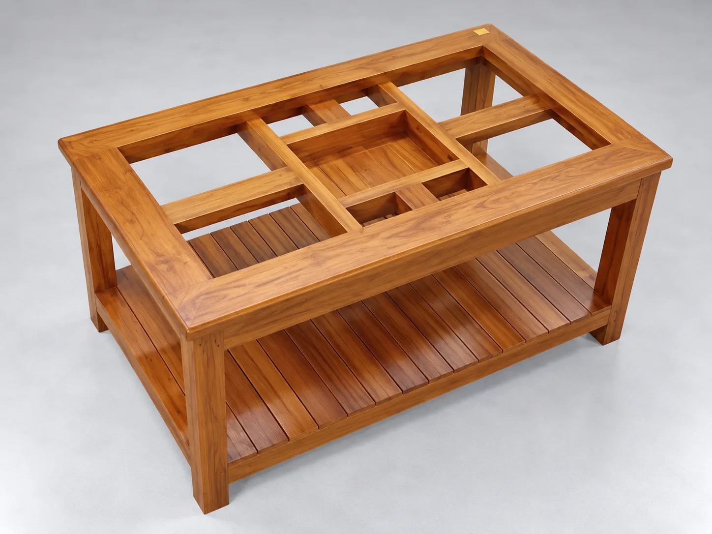 Kallingal Masterpiece Nilambur Teapoy 21 - Flagship Nilambur Teapoy Kallingal flagship 100% solid Nilambur teak center coffee table with lifetime warranty finish